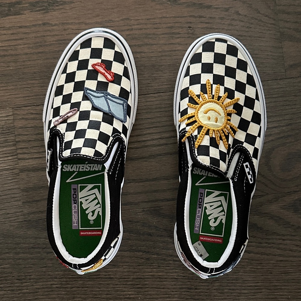 Vans Kids Skateistan Slip-On Sneakers with Fun Patches